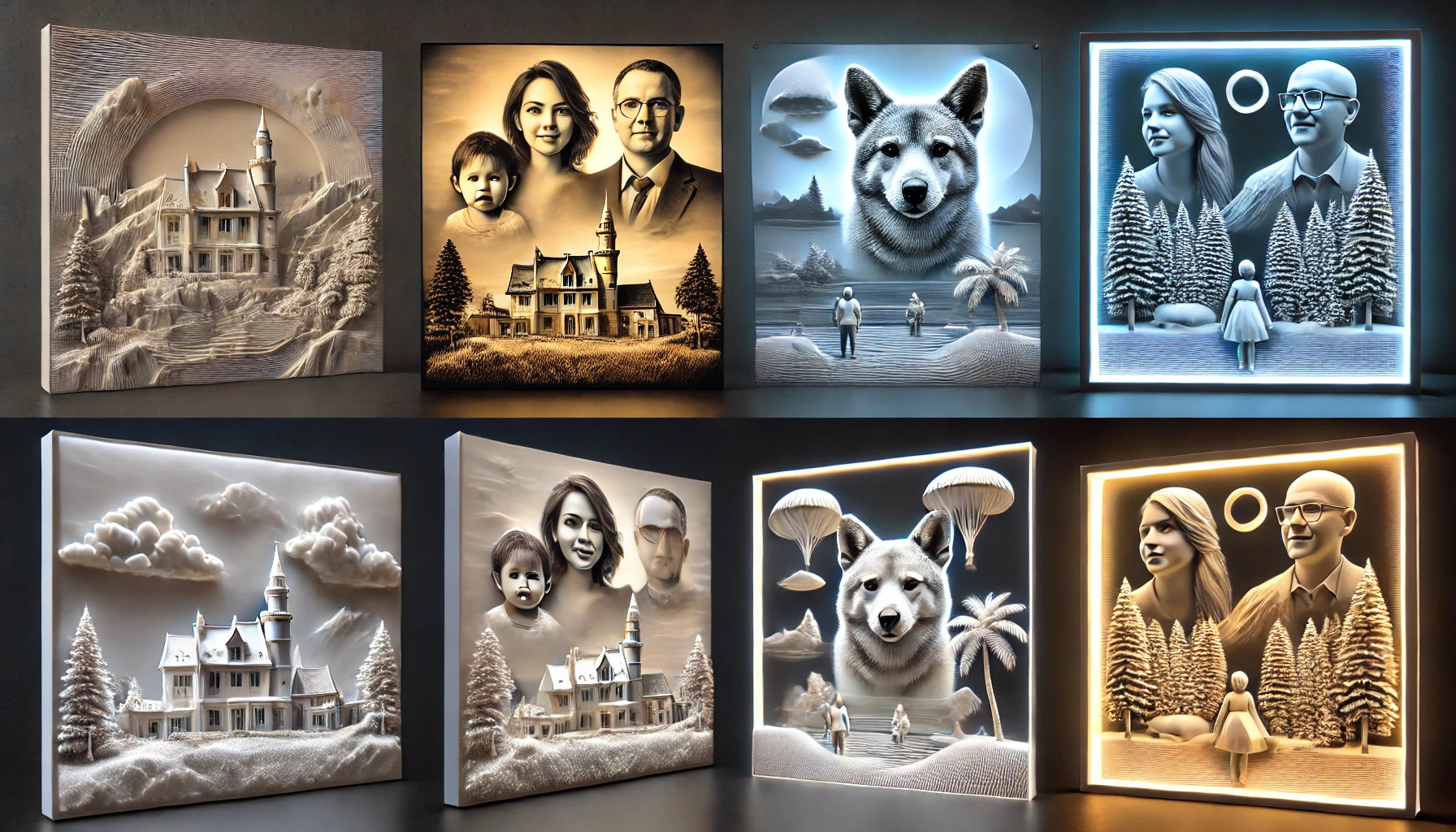 Tilpasset lithophane 3D-printet bilde levende med lys