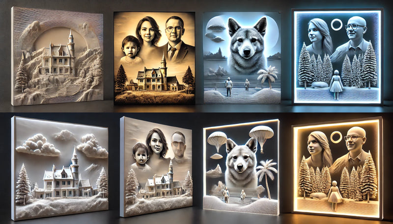 Tilpasset lithophane 3D-printet bilde levende med lys