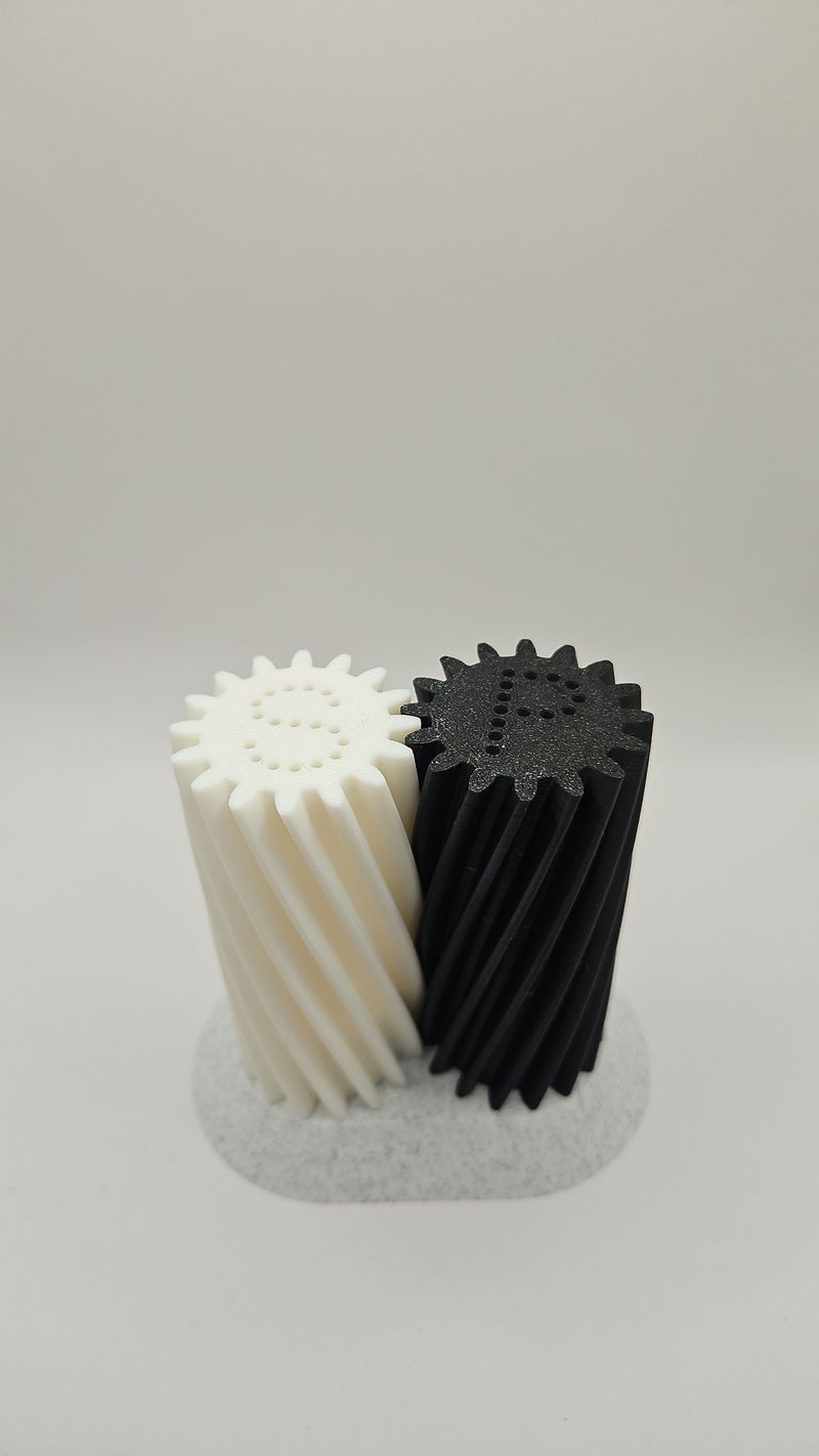 3D-printet salt- og peppersett Spiral Duo med fidget effekt