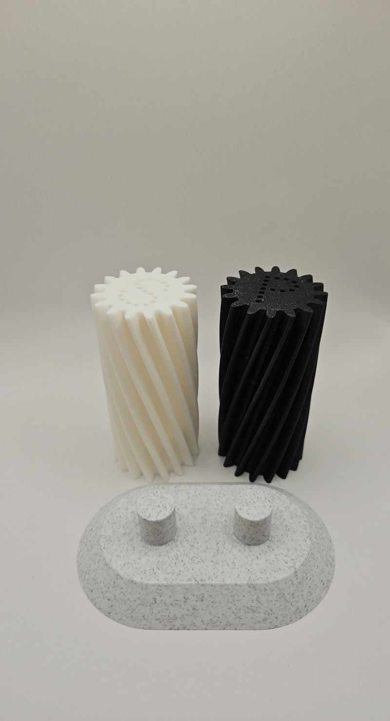 3D-printet salt- og peppersett Spiral Duo med fidget effekt